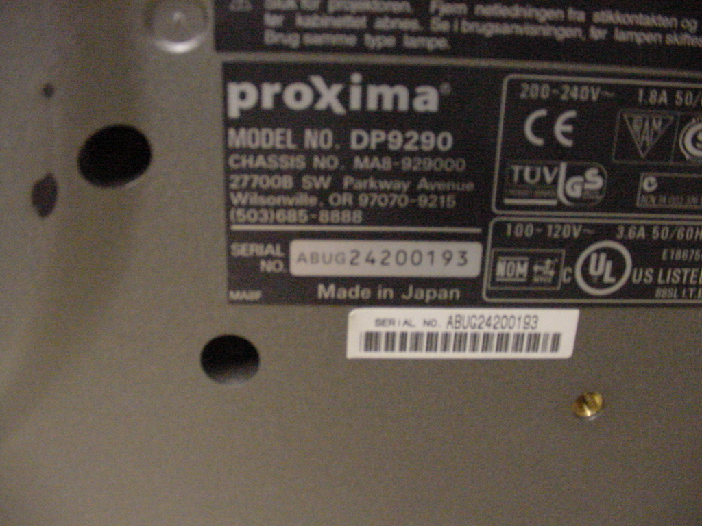 Proxima DP9290 Tag